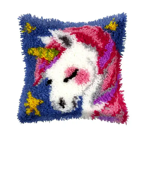 Weltweiter Versand Knüpfkissen Einhorn