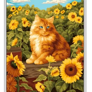 Versand Am Gleichen Tag Paint by numbers Katze mit Sonnenblumen