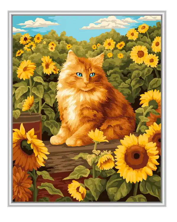 Versand Am Gleichen Tag Paint by numbers Katze mit Sonnenblumen