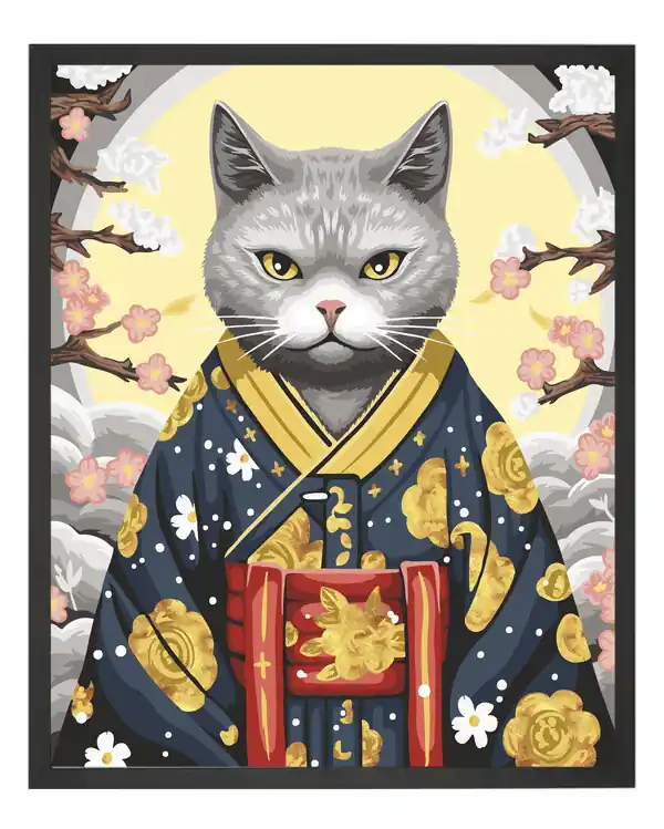 Knallerangebot Paint by Numbers Katze im Kimono