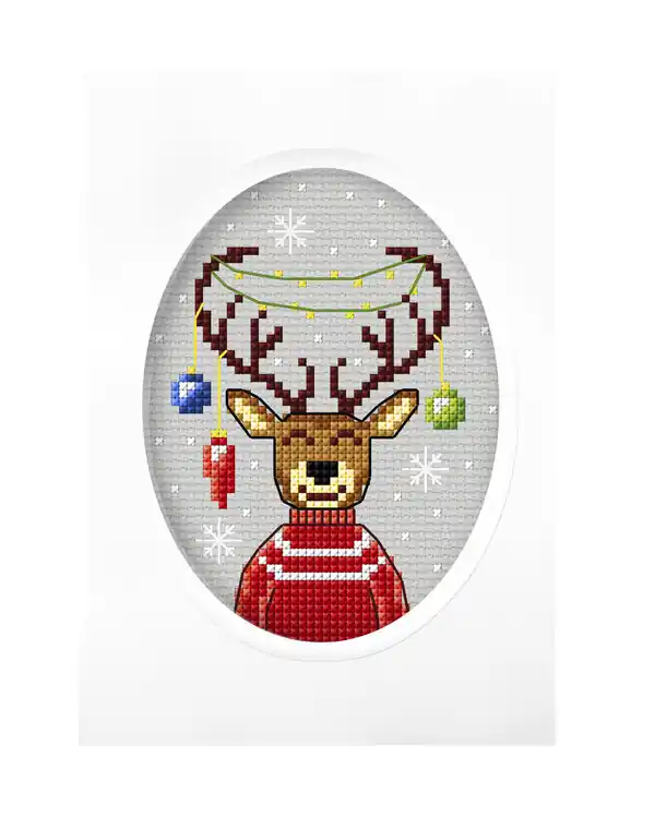 Stickpackung Karte Leuchtendes Rentier Exklusiv