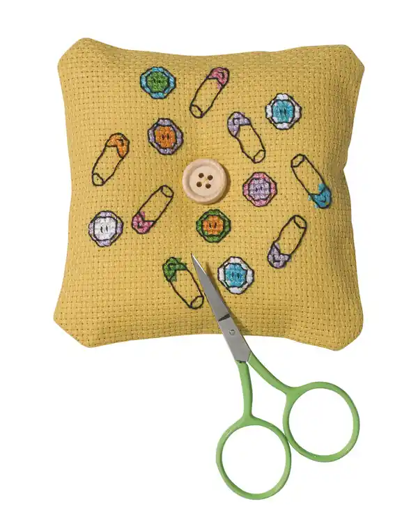 Stickpackung Nadelkissen Gelb Markenprodukt