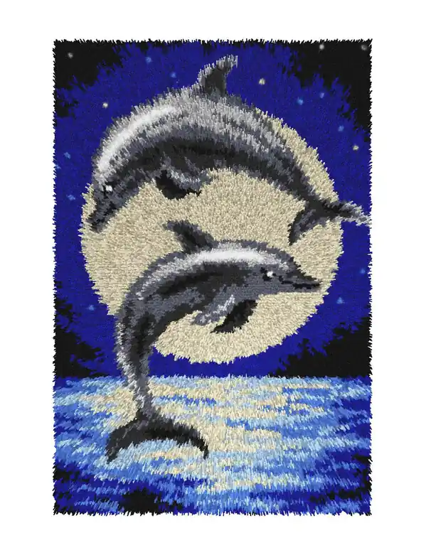 Knüpfmatte Delfine Premium