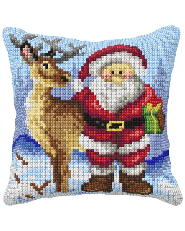 Stickpackung Kissen Weihnachtsmann und Rentier Versand Am Gleichen Tag