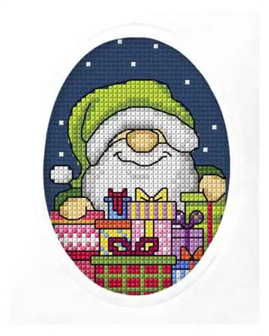 Schneller Versand Stickpackung Karte Weihnachtsmann mit Geschenken