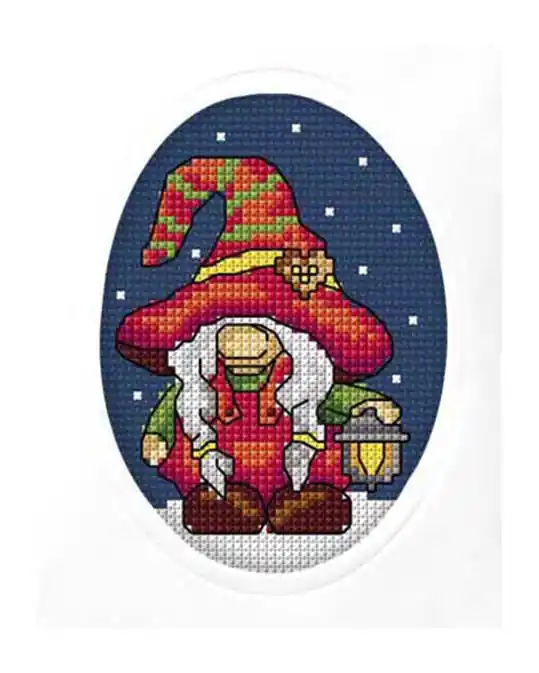 Stickpackung Karte Weihnachtswichtel mit Laterne Neue Kollektion