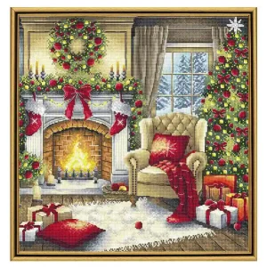 Meistverkauft Stickpackung Bild Heiligabend am Kamin
