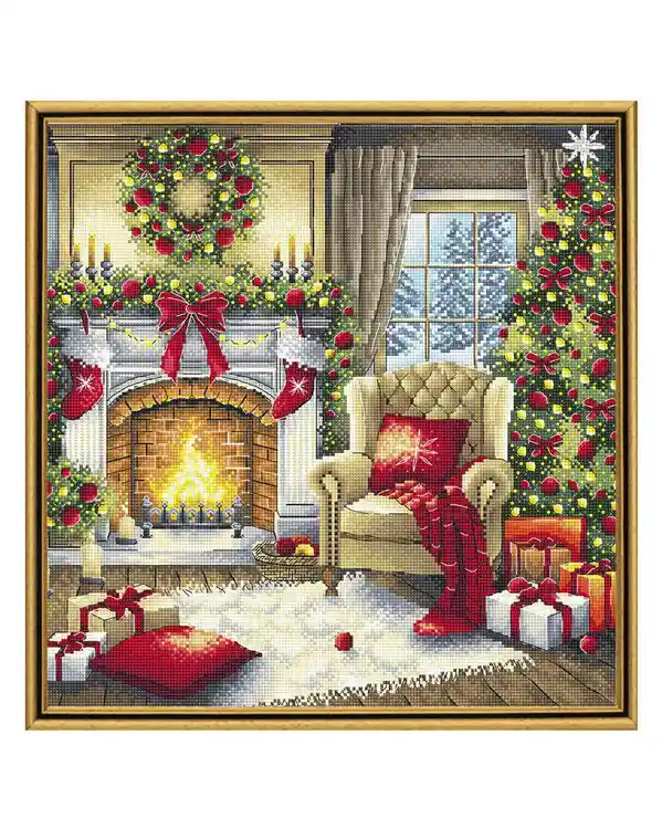Meistverkauft Stickpackung Bild Heiligabend am Kamin