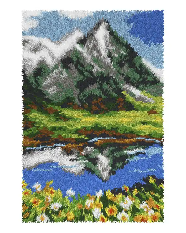 Knüpfmatte Berglandschaft Weltweiter Versand