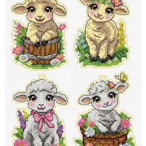 Ausverkauf Plastcanvas Schaf 4-er Pack