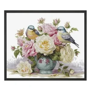 Neu Im Sortiment Stickpackung Bild Blumen und Vögel