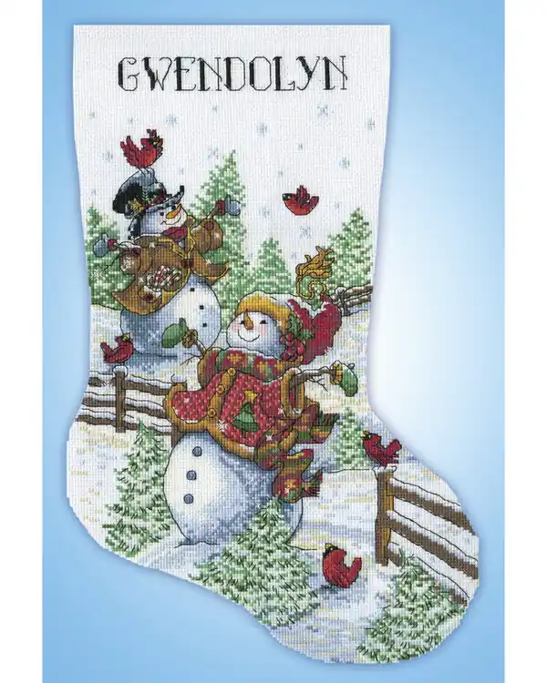 Stickpackung Weihnachtsstrumpf Schneemänner Top-Preis