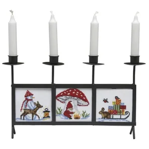 Limited Edition Schmiedeeiserner Kerzenhalter und Stickerei