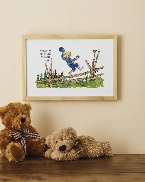 Stickpackung Geburtsbild Emil auf dem Zaun Saisonangebot