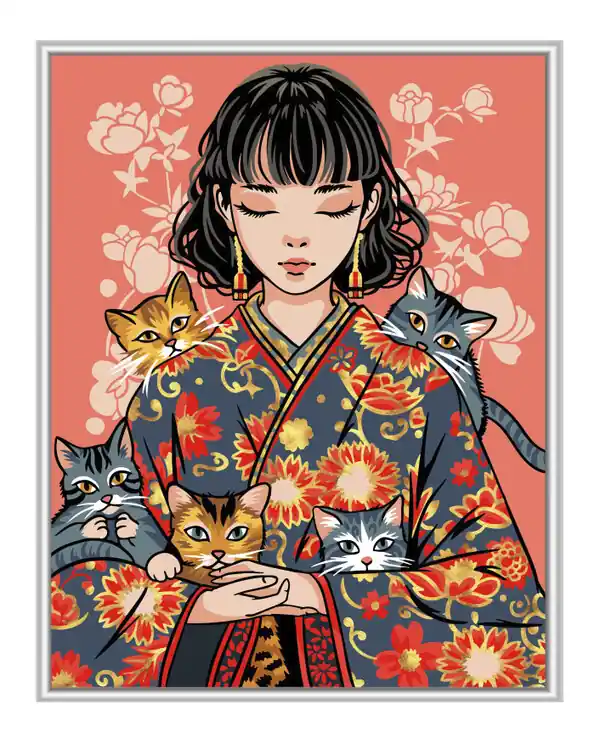 Versand Am Gleichen Tag Paint by numbers Japanische Kätzchen