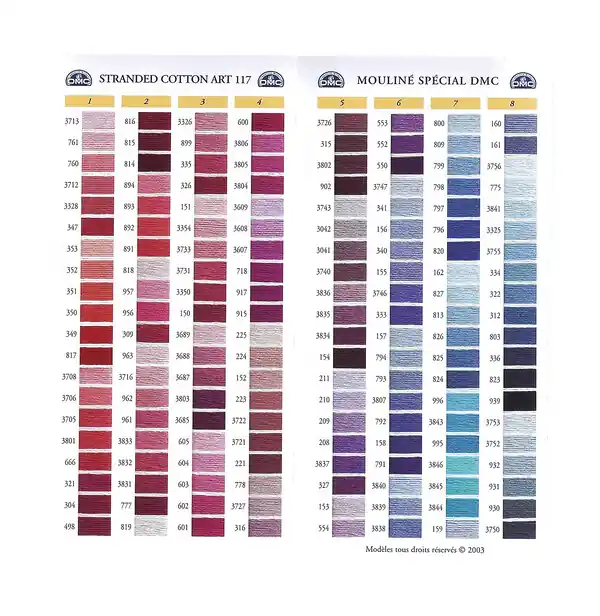 DMC vorgedruckte Farbkarte Bestseller