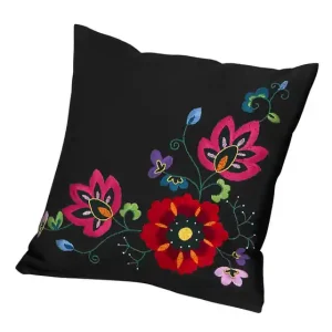 Expressversand Stickpackung Kissen Blumen auf schwarz ohne Garn