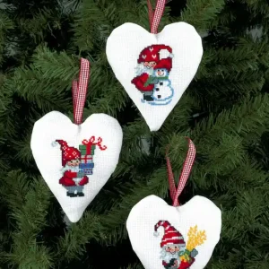 Billig Stickpackung Weihnachtsherzen Wichtel 3-er Pack