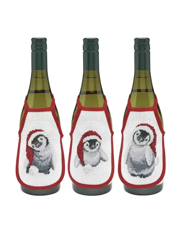 Stickpackung Flaschenschürzen Pinguine 3-er Pack Premium