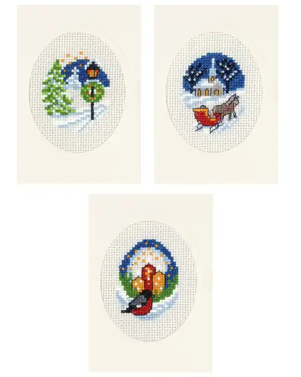 Begrenztes Angebot Stickpackung Karte Weihnachten 3-er Pack