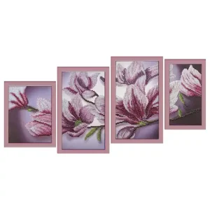 Perlenstickerei Magnolien 4-teilig Versand Am Gleichen Tag