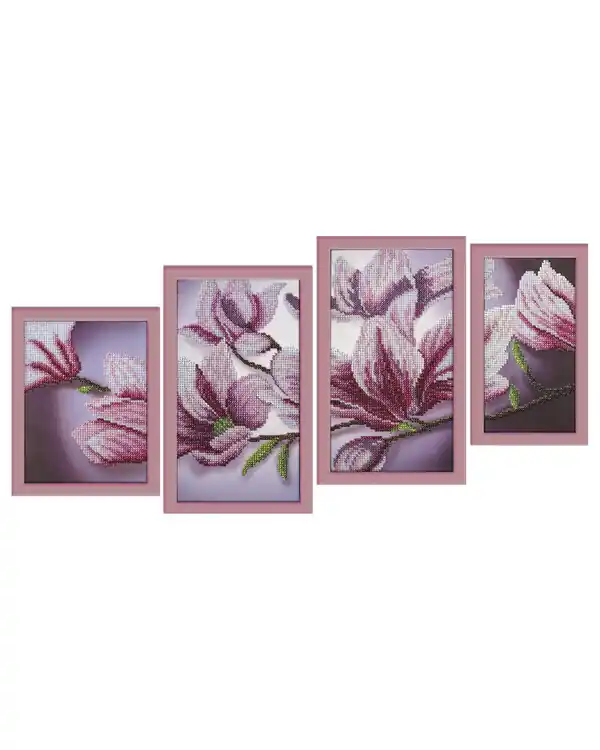 Perlenstickerei Magnolien 4-teilig Versand Am Gleichen Tag