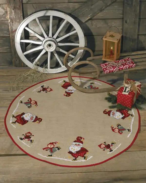 Preisknaller Stickpackung Tannenbaumdecke Schlittschuhlaufen