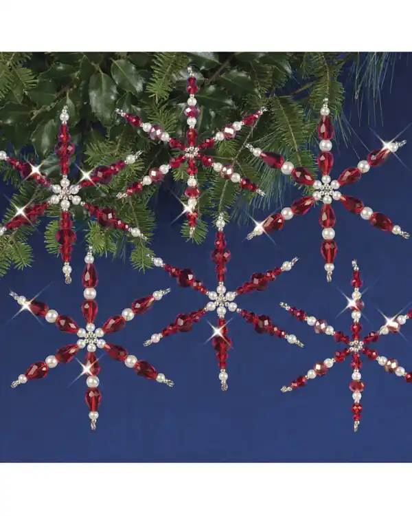 Bastelkit Weihnachtsbaumanhänger Schneeflocken Ruby 6-er Pack Preiswert