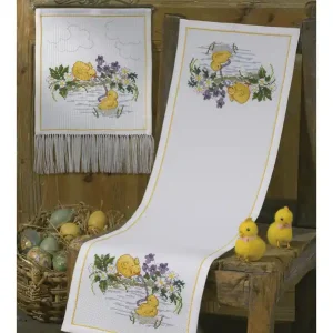 Stickpackung Tischläufer Osterküken Handgefertigt