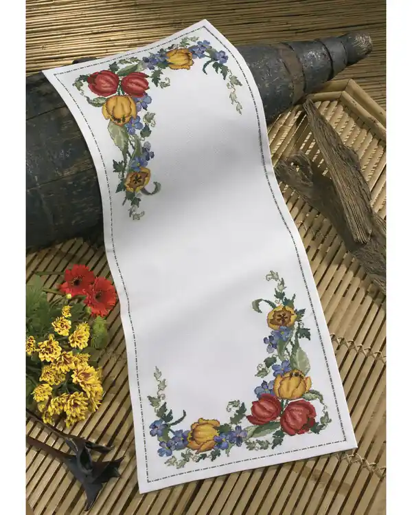 Stickpackung Tischläufer Blumen Begrenztes Angebot