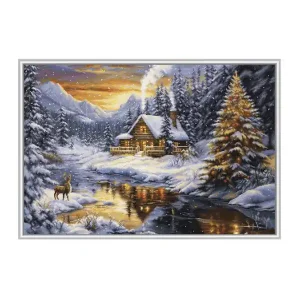 Stickpackung Bild Winterabend in den Bergen Sonderangebot