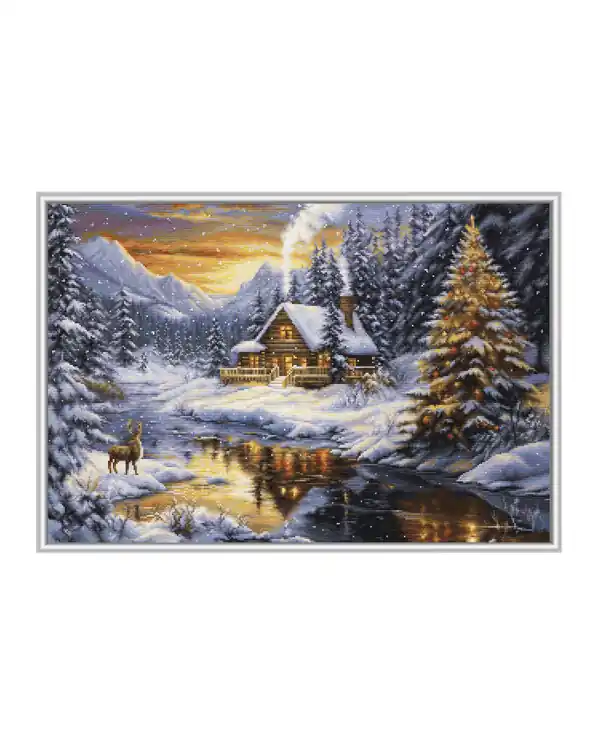 Stickpackung Bild Winterabend in den Bergen Sonderangebot