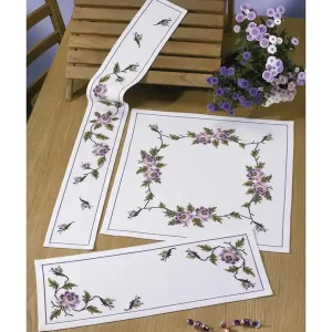 Stickpackung Tischläufer Lila Rosen Mengenrabatt