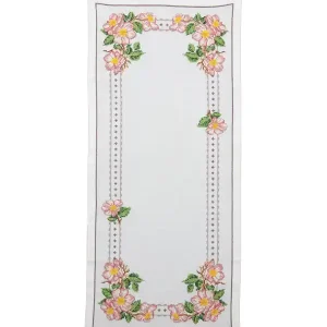 Stickpackung Tischläufer Rosa Blomster Premium