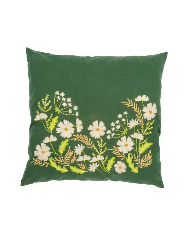 Stickpackung Kissen Weiße Blumen Ab Werk