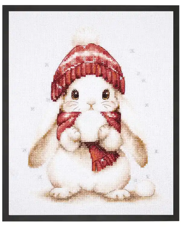 Finale Aktion Stickpackung Bild Süßes Weihnachtskaninchen