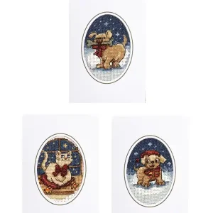 Solange Der Vorrat Reicht Stickpackung Weihnachtskarte Tiere 3-er Pack