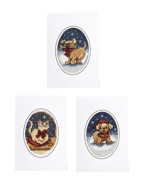 Solange Der Vorrat Reicht Stickpackung Weihnachtskarte Tiere 3-er Pack