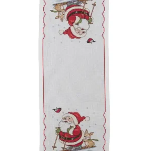 Stickpackung Tischläufer Weihnachtsmann und Kaninchen auf Skiern Ausverkauf