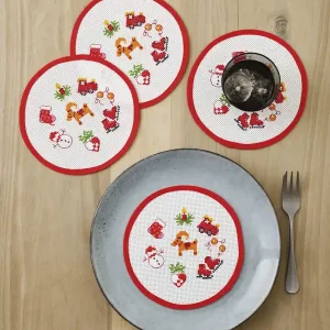 Markenware Stickpackung Tellerdekoration Weihnachtssignale 4-er Pack