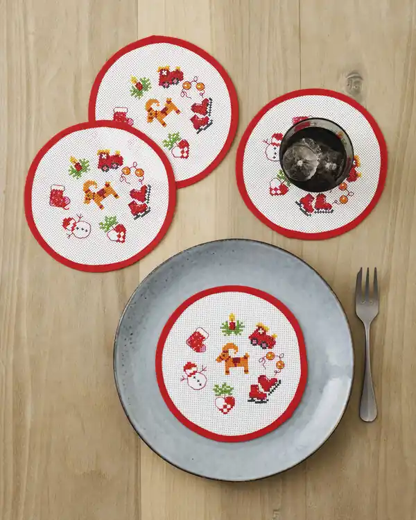 Markenware Stickpackung Tellerdekoration Weihnachtssignale 4-er Pack