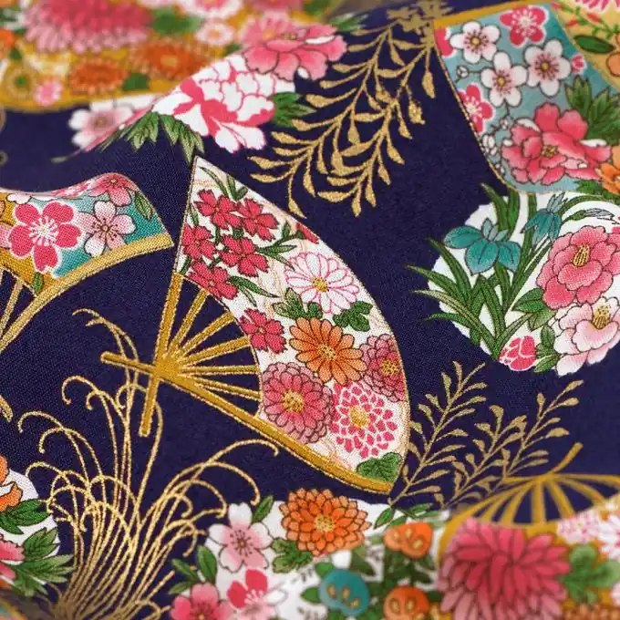 Japanischer Stoff Fächer Blau Kostenfreie Lieferung