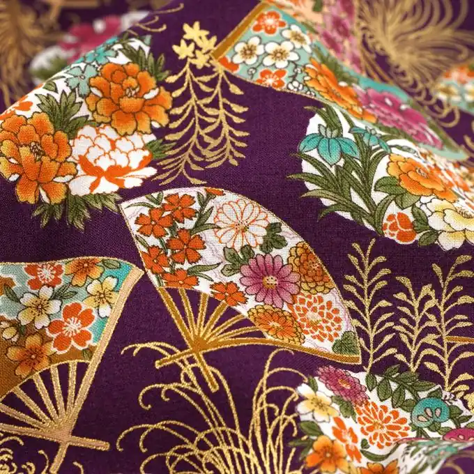 Japanischer Stoff Fächer Violet Preis Gesenkt