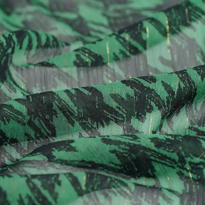 Jetzt Kaufen Schleierstoff Hahnentrittmuster Schwarz/Grün