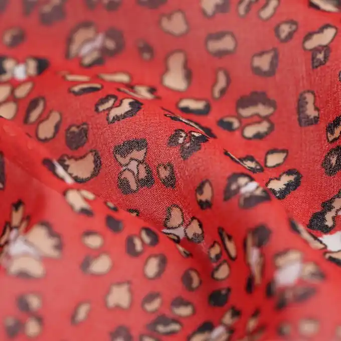 Original Schleierstoff Leopard Rot