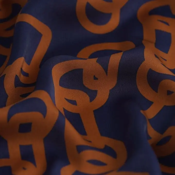 Schleierstoff Ketten Ocker/Marineblau Neue Ware