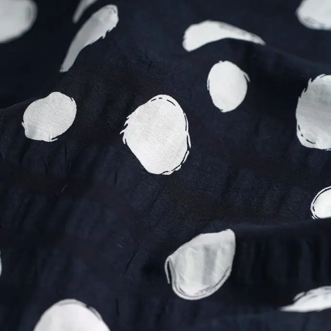 Seersucker Baumwolle Punkte Nachtblau Zertifiziert