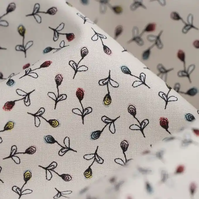 Popeline Baumwolle Floral Beige Weltweiter Versand