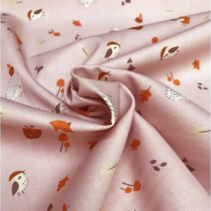 Baumwoll-Popeline-Stoff mit rosa Igel-Muster Direktkauf