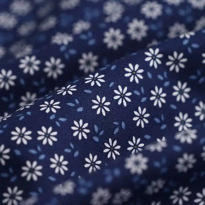 Popeline Baumwolle Blüten Marineblau Neuheit
